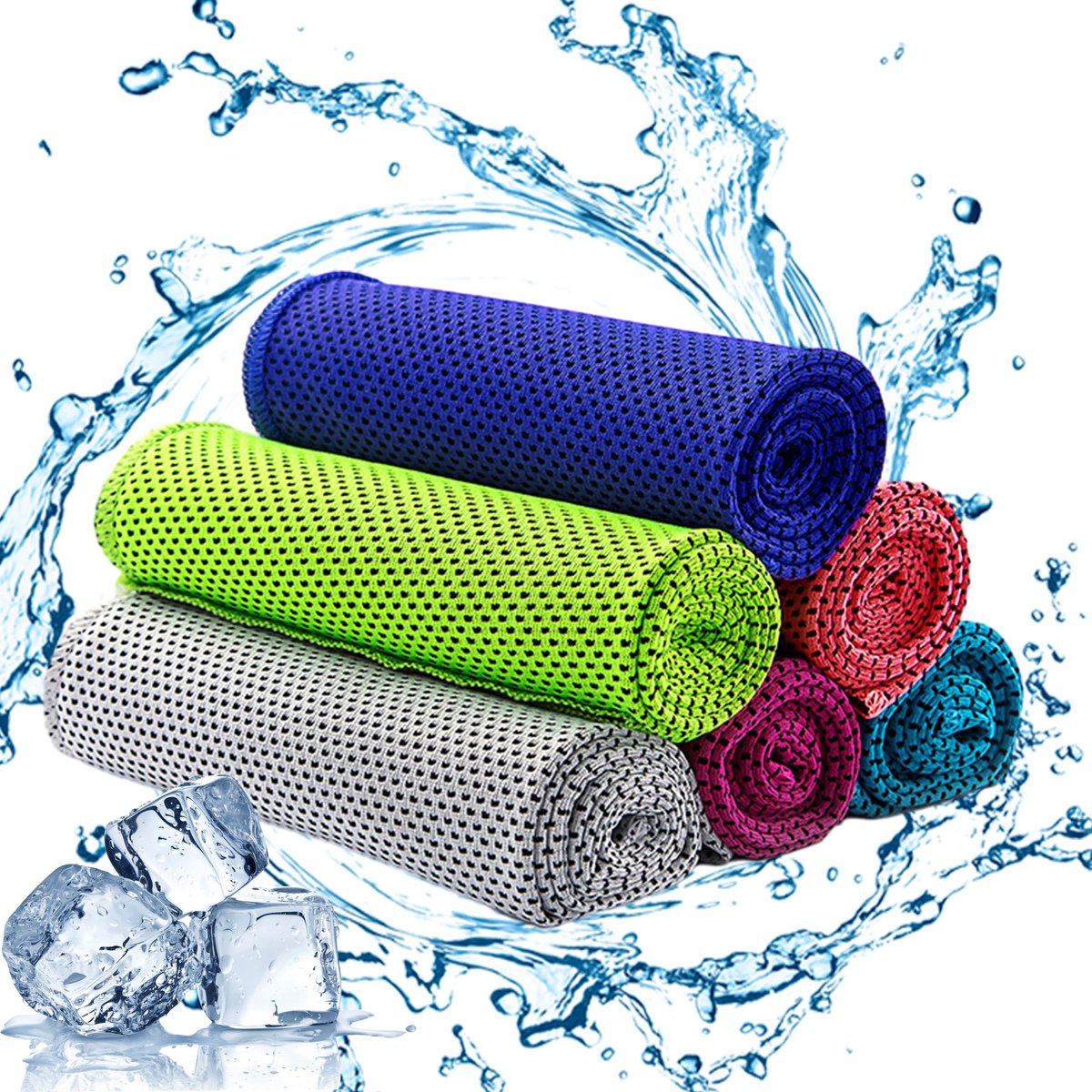 Cooling Towel Set 6 Stuks - Meerkleurige Microvezel - Zachte Grote Handdoek - Ideaal voor Sport en Yoga - ShopVlot