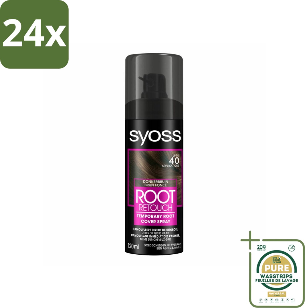 SYOSS - Uitgroeispray Donker Bruin - Snelle Tussenoplossing voor Uitgroei - Voordeelverpakking - 24 stuks - Haarkleur - Tijdelijke oplossing