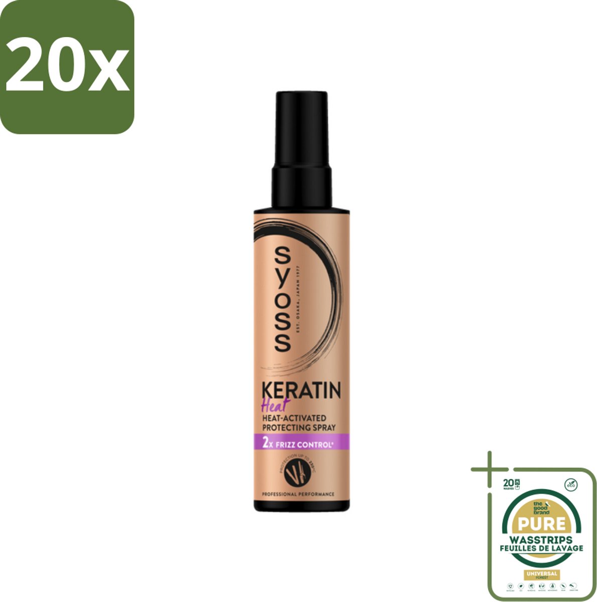 20 x Syoss - Keratin - Heatprotection Spray - Tot 220°C Bescherming - 200 ml - Grootverpakking - Hittebescherming Haar - Keratine Spray - Haar Bescherming - Stijltool Bescherming - Pluiscontrole Haar