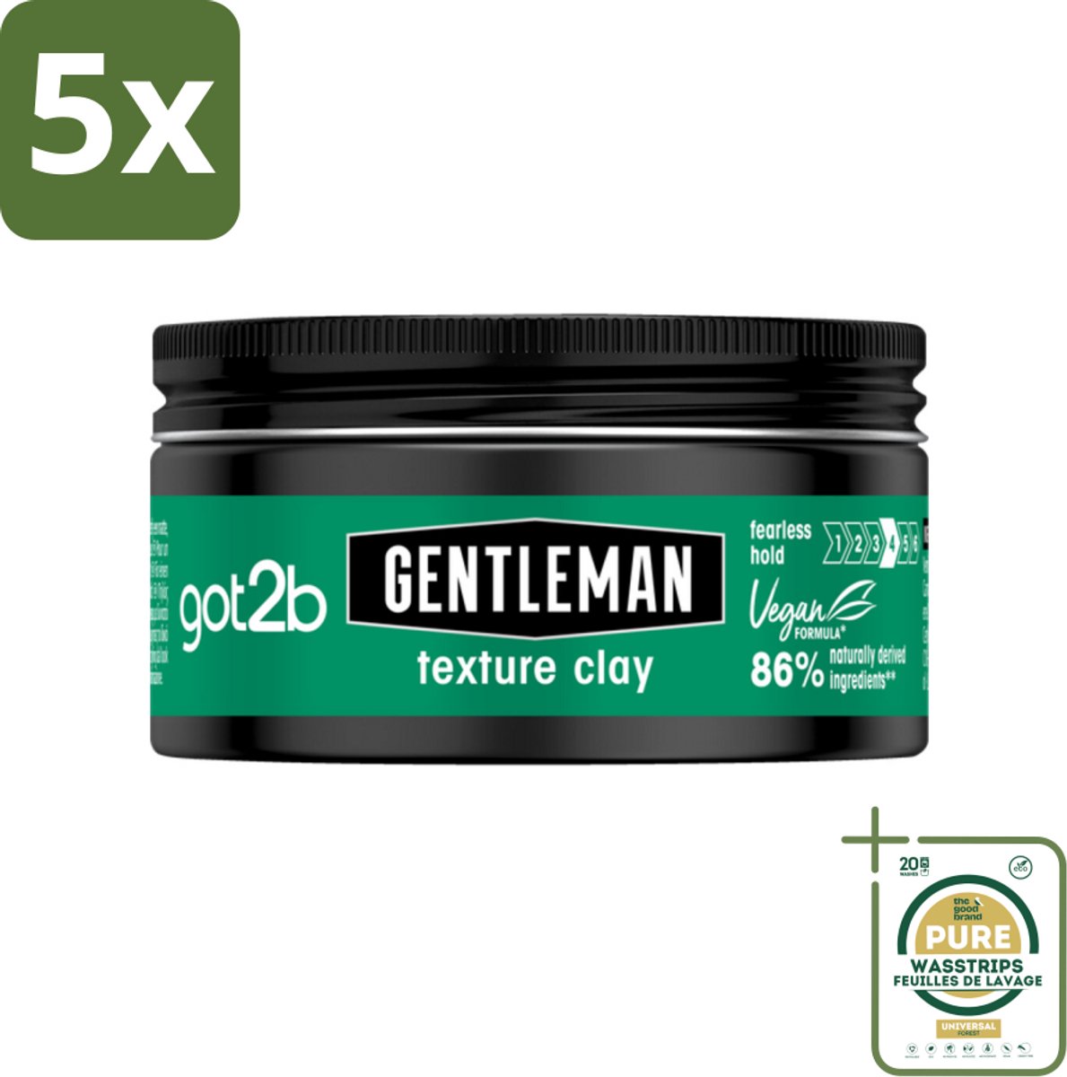 5 x Got2B - Texture Clay - Gentleman - 100 ml - Grootverpakking - Gentleman Texture Clay - Haar Textuur - Matte Finish - Stijlvol Haar - Natuurlijke Look
