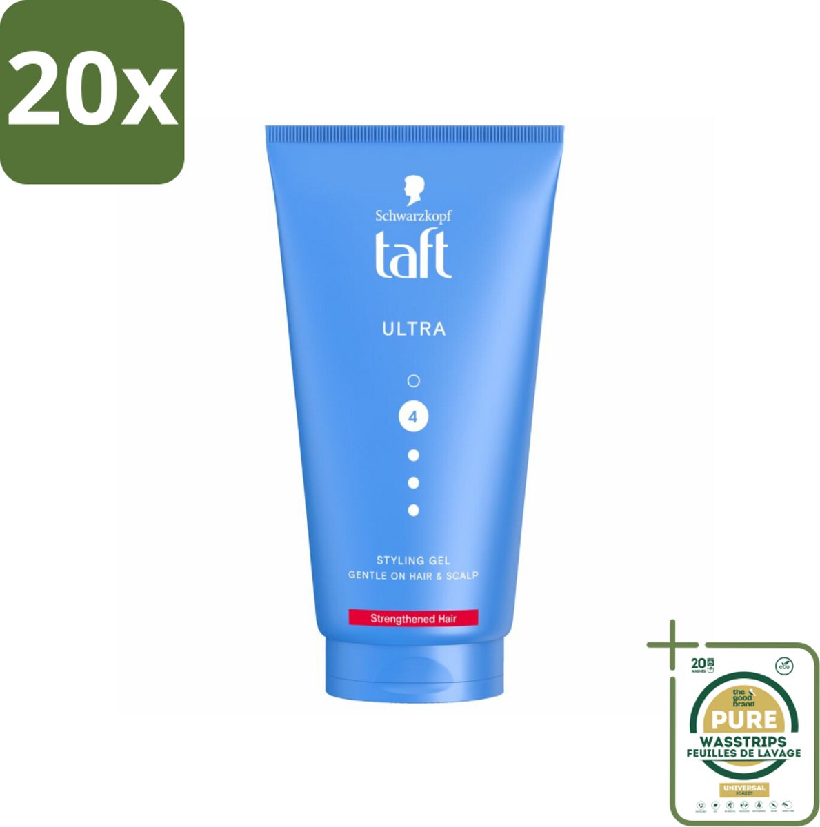 20 x Taft - Ultra 4 - Styling Gel - Stevige fixatie - 150 ml - Grootverpakking - Haargel - Styling Gel - Stevige Fixatie - Arginine Kracht Formule - Haartype