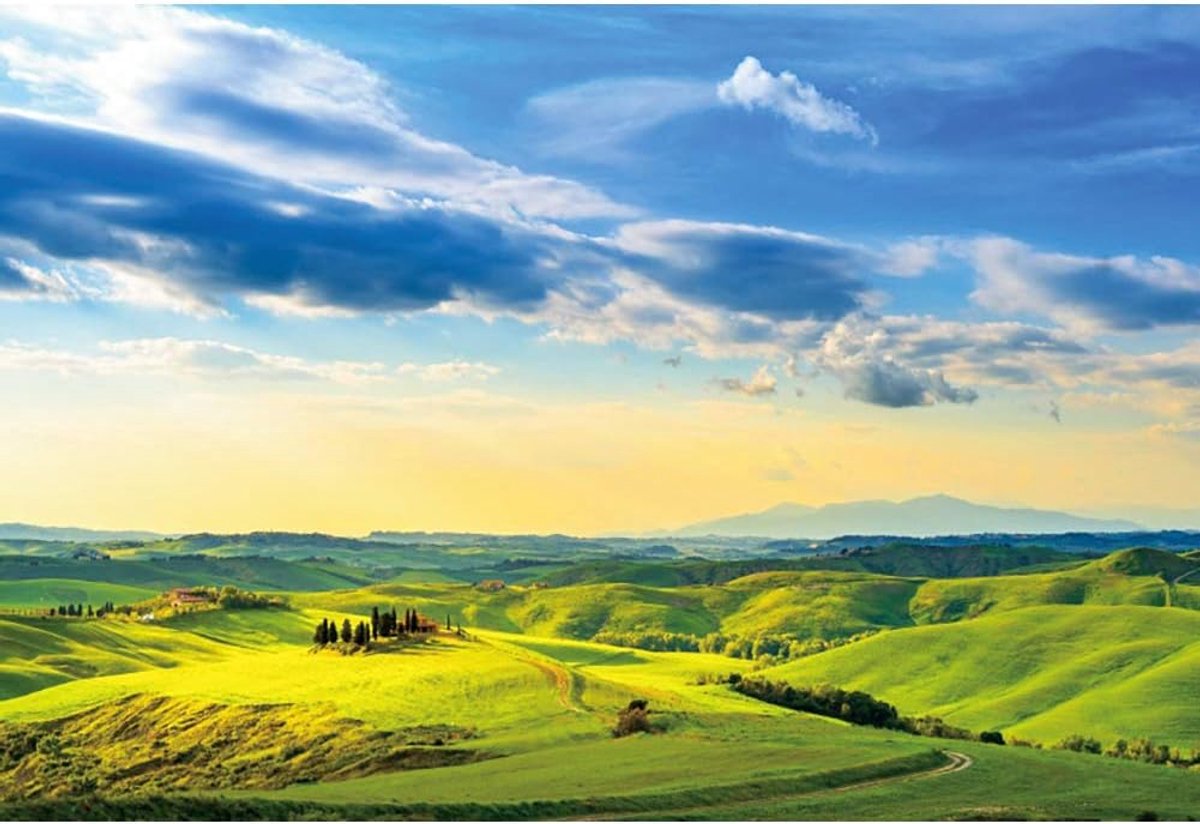 7x5ft Tuscany Mountain View Polyester Background Spring Summer Outdoor Blue Sky White Clouds Fresh Natural Landscape - ShopVlot