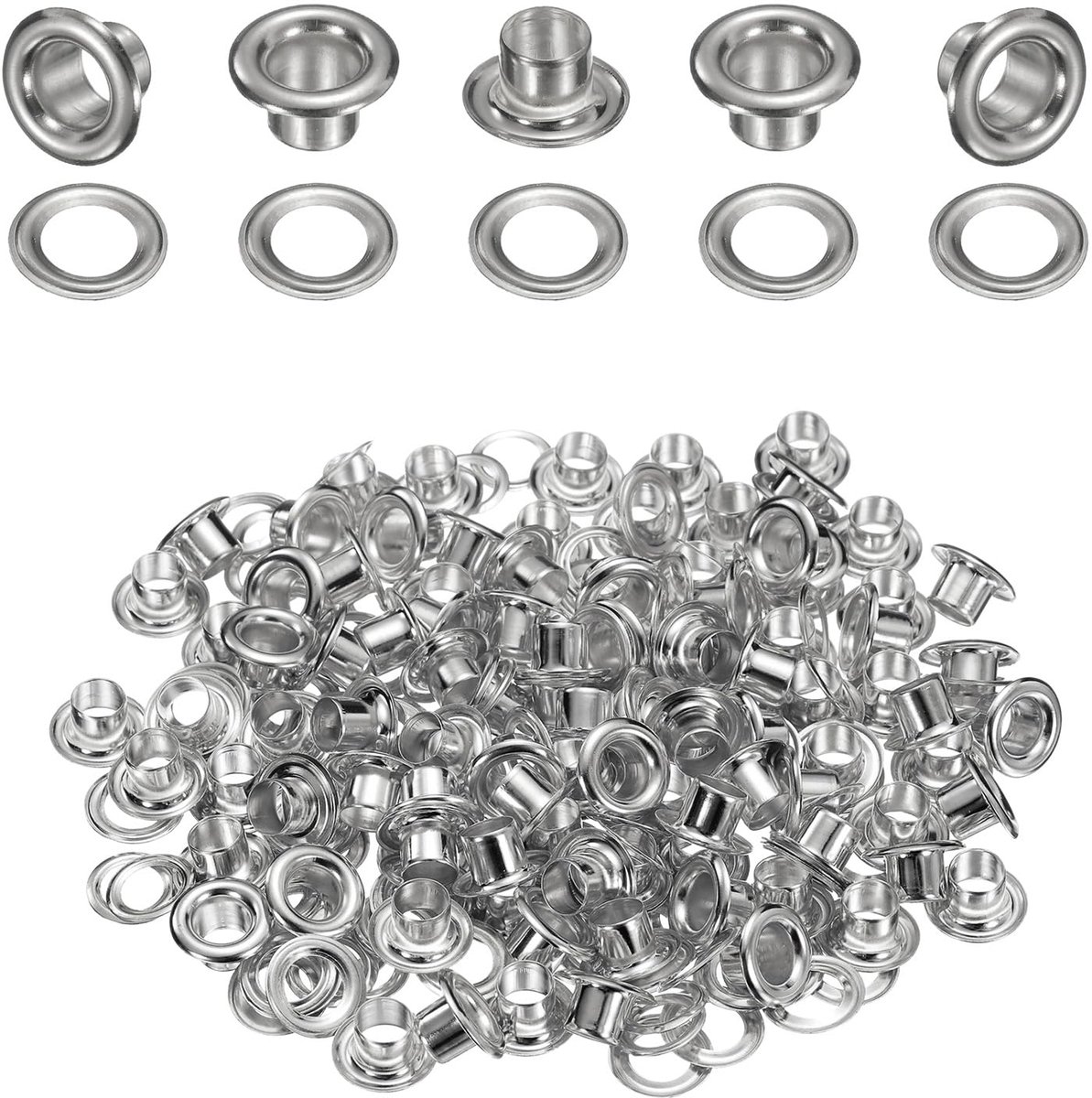 QUARKZMAN 100stuks 4,5mm Messing Ogen Metalen Oogjes met Ringen Zilver - ShopVlot