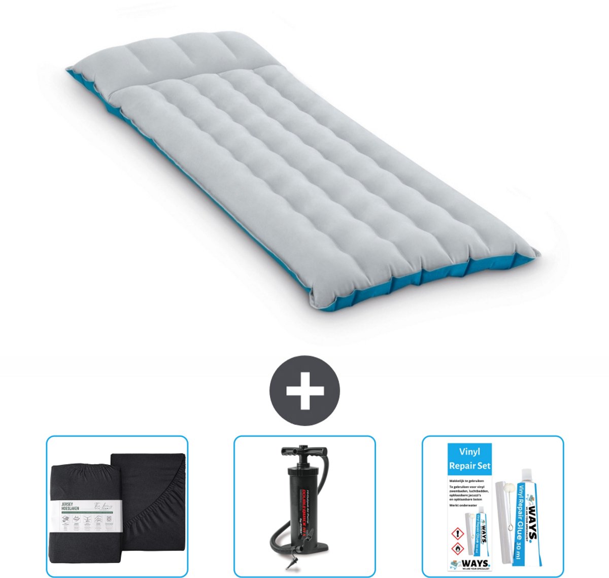 Intex Campingmat - 1-Persoons - 67 x 184 x 17 cm - Blauw - Inclusief Accessoires CB7