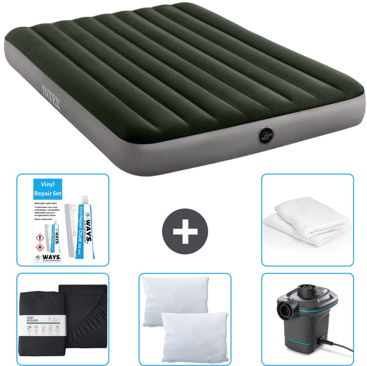 Intex Luchtbed - 2-Persoons - 152 x 203 x 25 cm - Groen - Inclusief Accessoires CB6