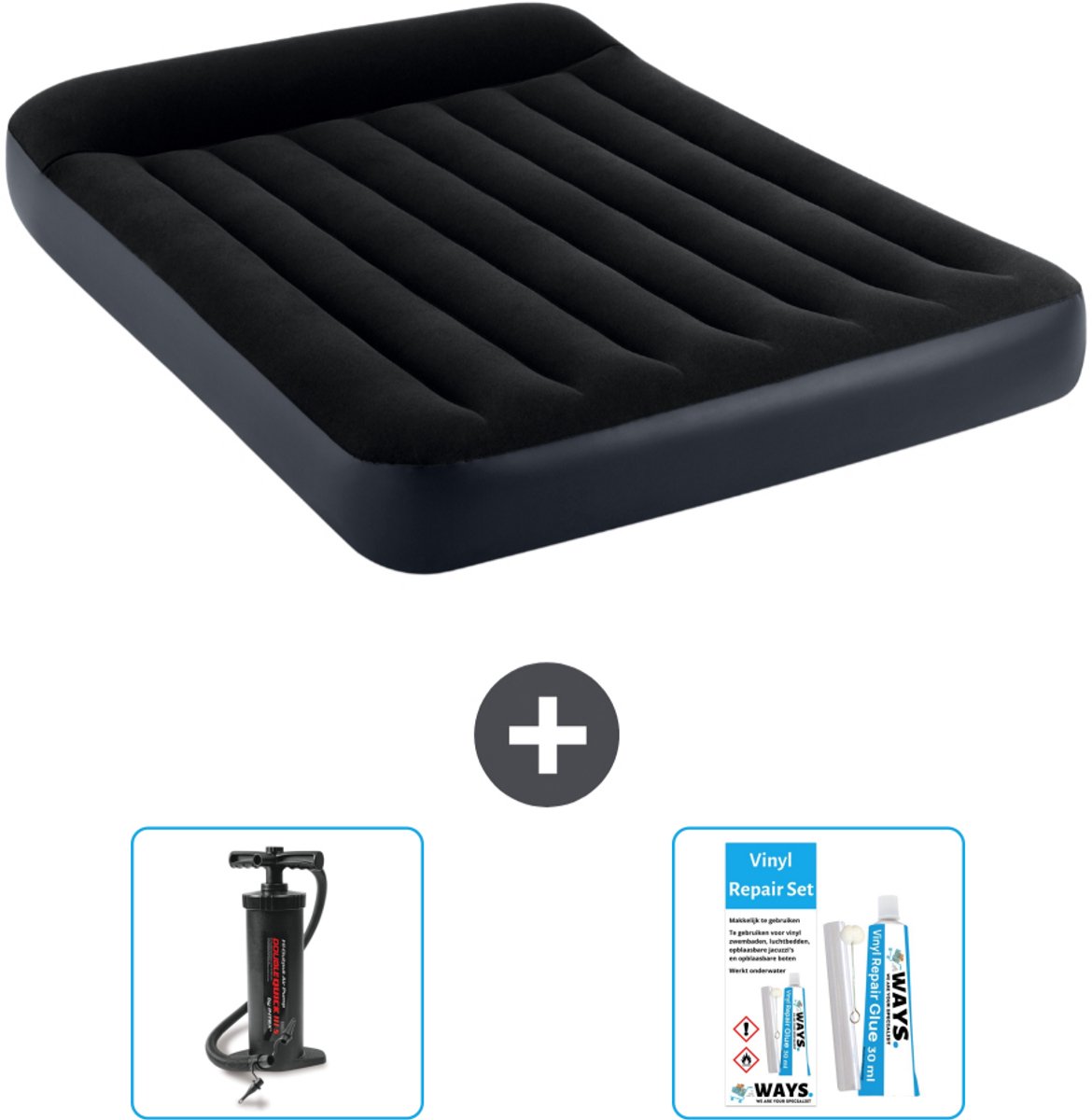 Intex Luchtbed - Twijfelaar - 137 x 191 x 25 cm - Donkerblauw - Inclusief Accessoires CB13