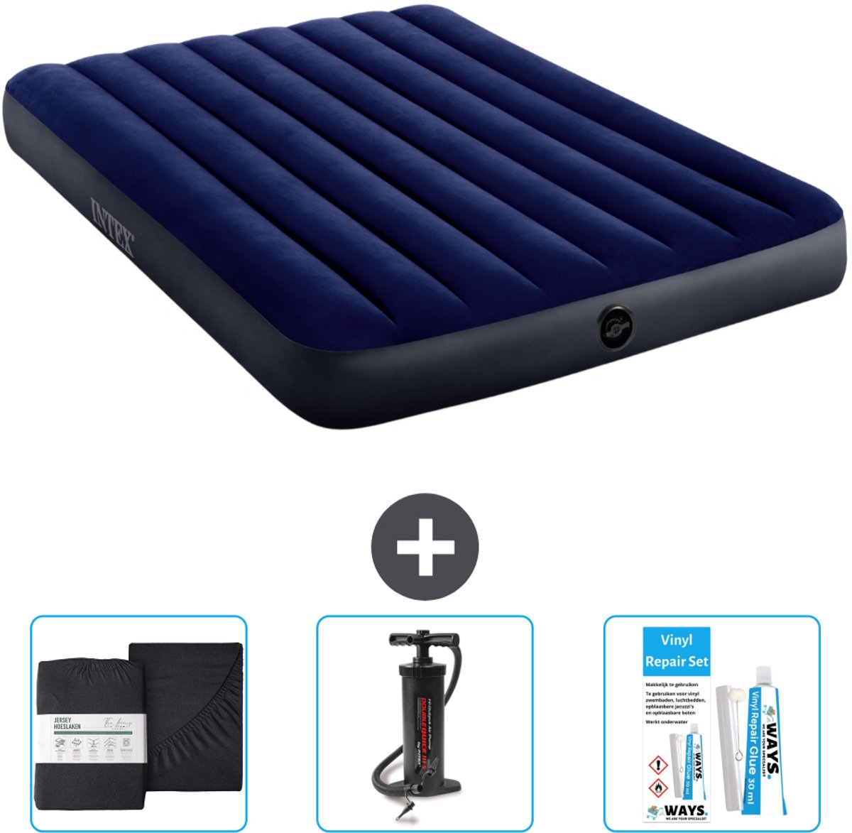Intex Luchtbed - Twijfelaar - 137 x 191 x 25 cm - Blauw - Inclusief Accessoires CB7