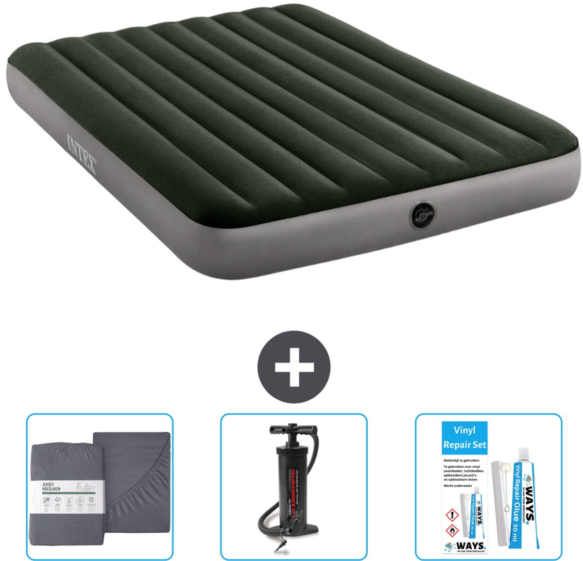 Intex Luchtbed - 2-Persoons - 152 x 203 x 25 cm - Groen - Inclusief Accessoires CB11