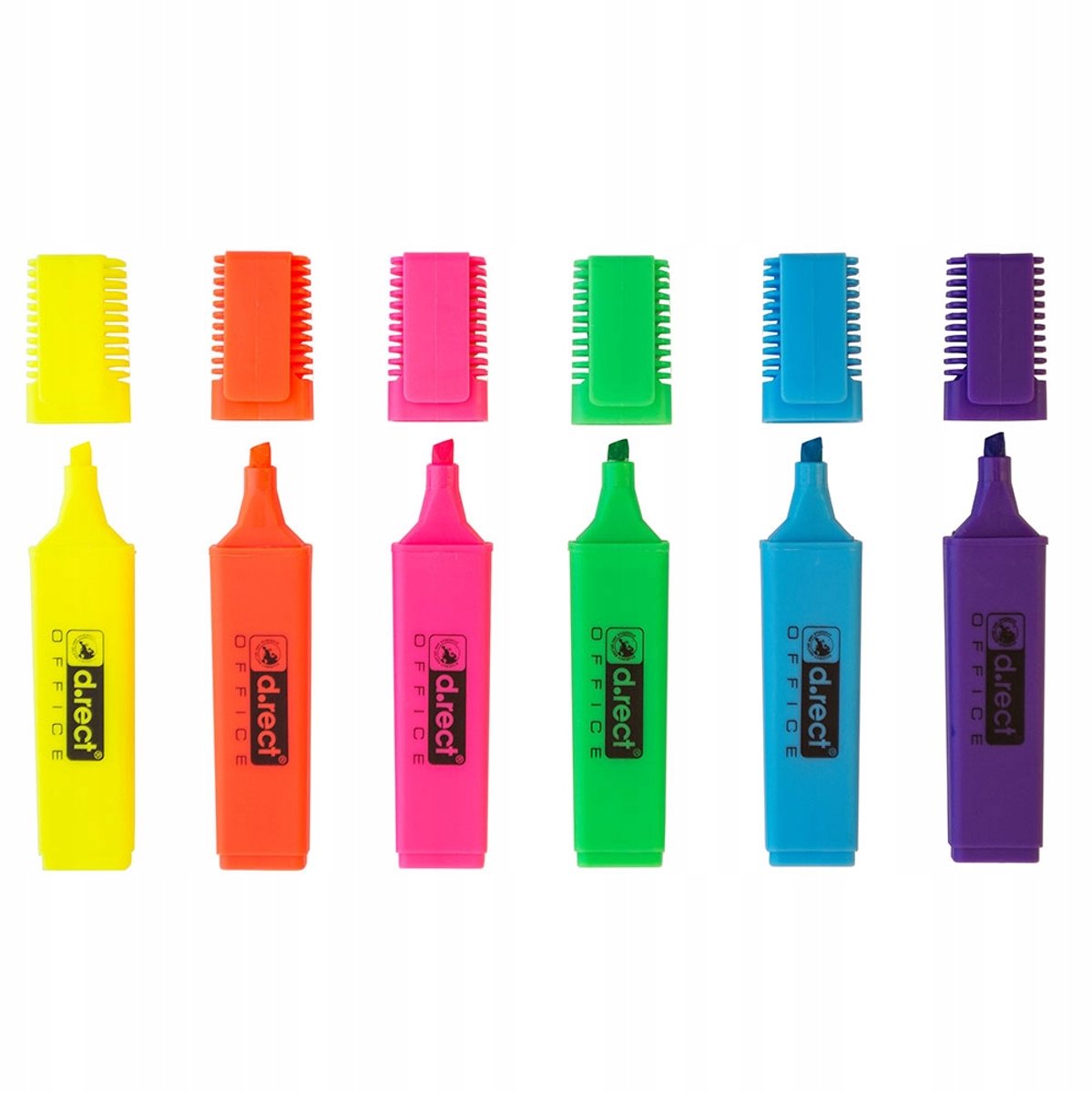 D.rect 1127 Markeerpennen Set - 6 Levendige Kleuren, 2-5mm