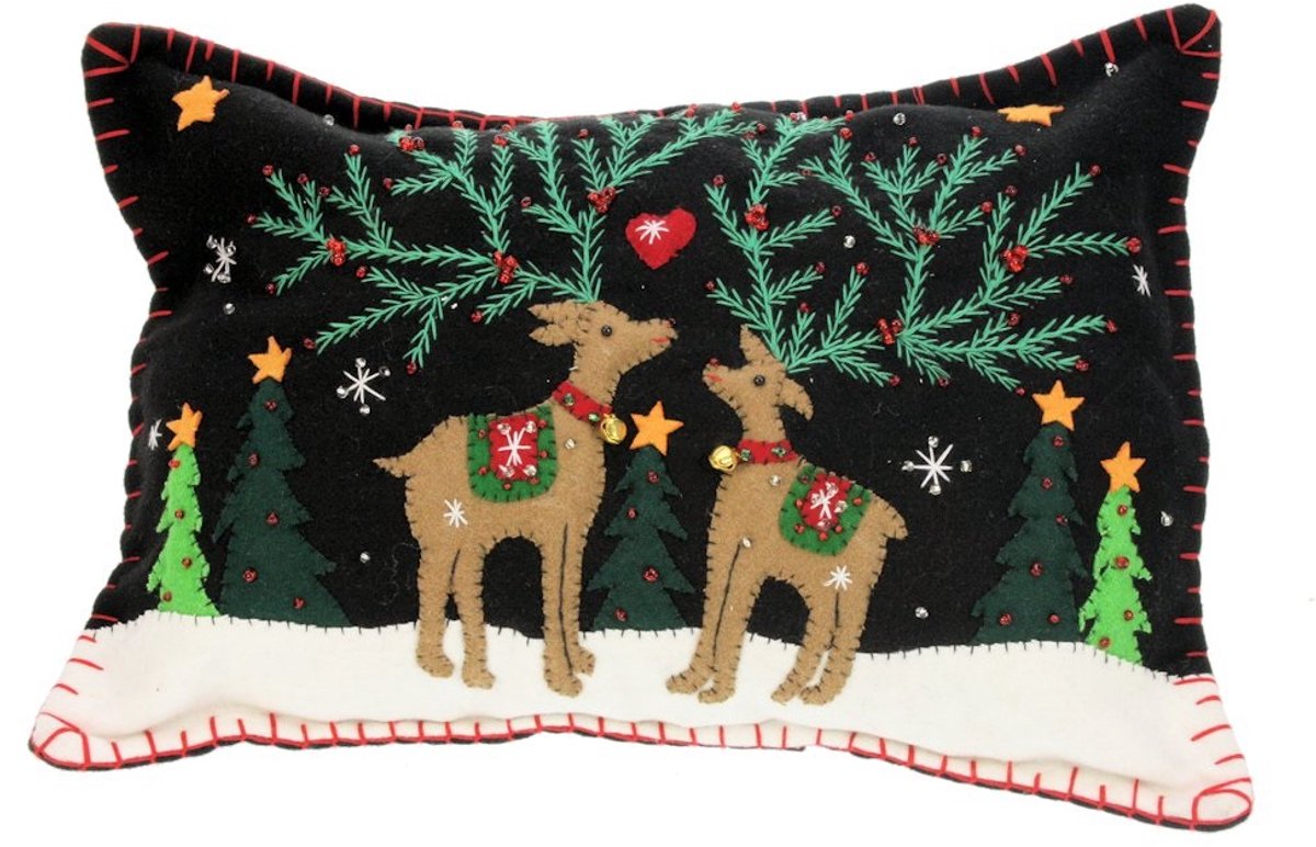 Kussen Rendieren, vilt incl. vulling 35,5x26cm