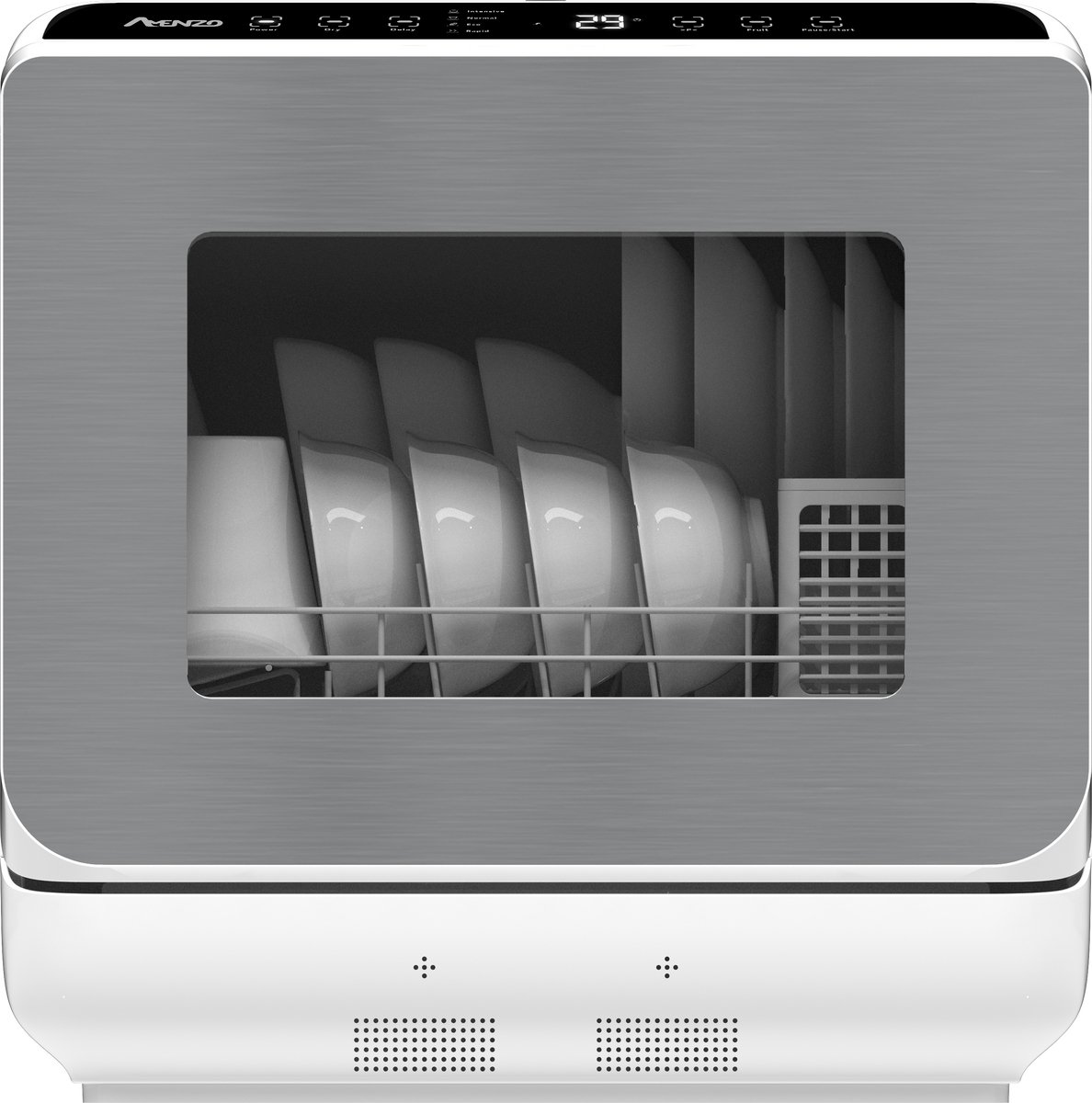 Bol.com Amenzo® - Mini Vaatwasser - Inclusief App - Energielabel A - 900 Watt - 5 Programma's - Wit - Afwasmachine - Met Waterre... aanbieding