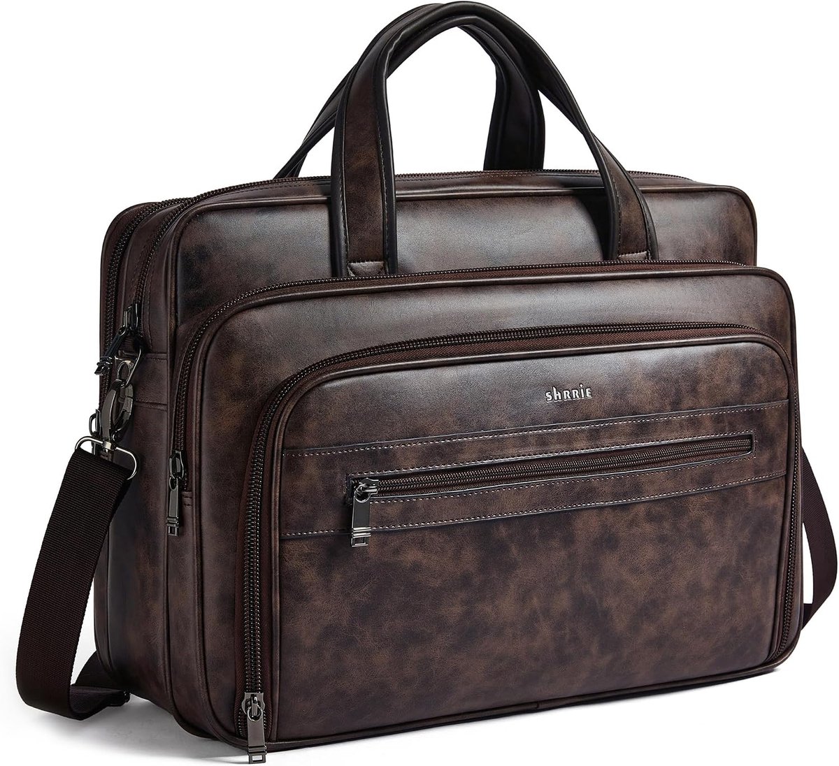 Shrrie Lederen Messenger Bag voor mannen en vrouwen 17 inch lederen laptoptas, waterbestendige grote schouder tas - ShopVlot