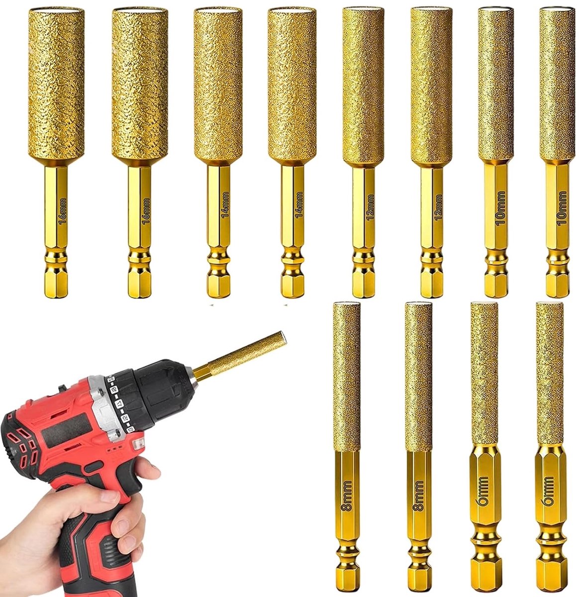 10 stuks droge boor, tegelboor, geen water nodig, 6-16 - ShopVlot