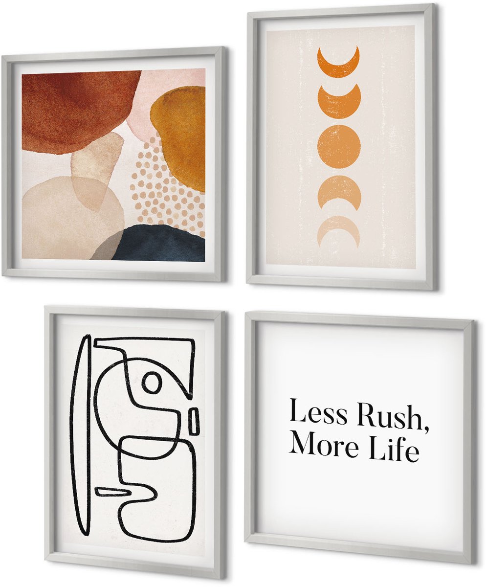 Coloray 4-Delige Schilderij Set - Abstracte vormen en kleuren, modieuze decoraties - 40 x 40 cm en 40 x 60 cm - Moderne Wanddecoratie - Woonkamer - Stijlvolle Muurdecoratie