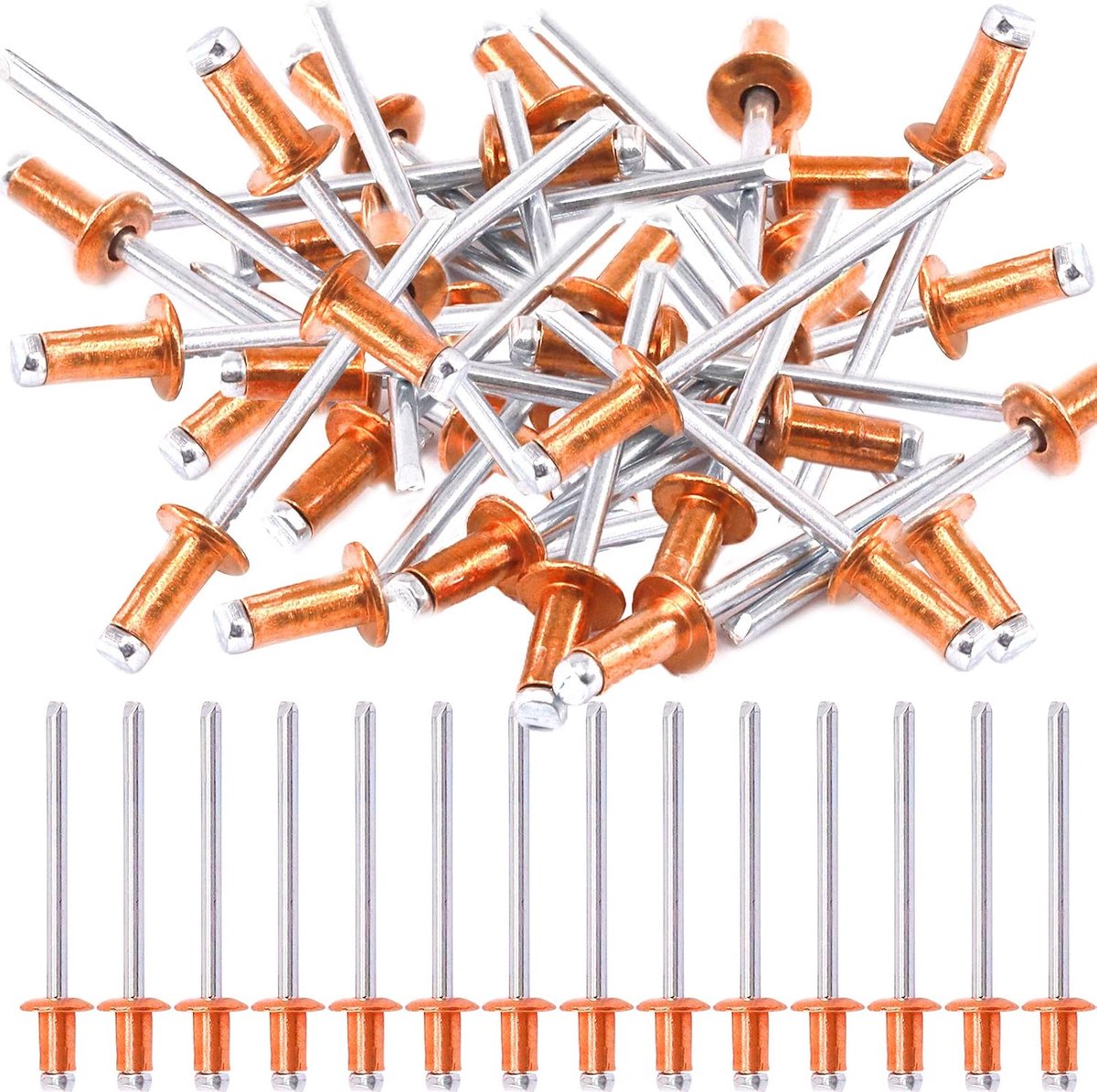 Hilitchi Dome Head Red Copper Blind Rivets Self-Plugging Open End Dome Head Decorating Fixing Nails Pop Rivets Core - ShopVlot