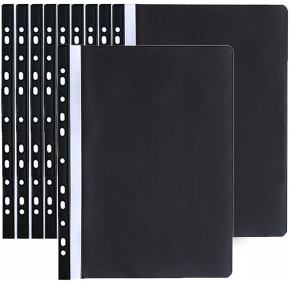 Zwarte A4 PVC Mapje met Metalen Klem - Zwart (10 stuks)
