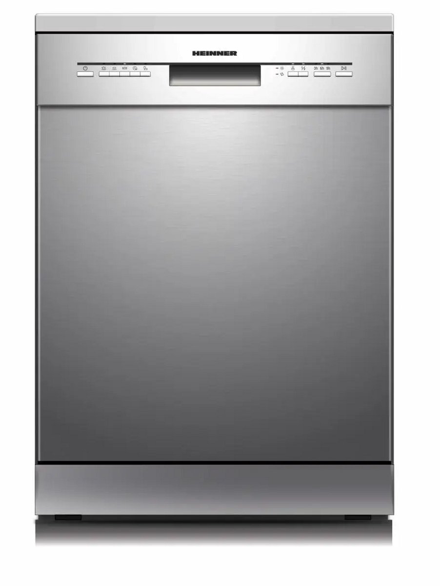 Heinner HDW-FSM60514XE++ Vrijstaande Vaatwasser – 14 Couverts – Energieklasse E – 5 Programma’s – Halve Belading – Startuitstel – Verstelbare Bovenkorf – AquaStop – Kinderslot – 60 cm – RVS – 5 Jaar Garantie