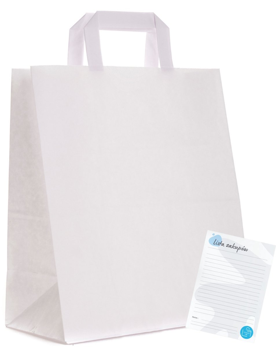 100x Witte Papieren Draagtassen 26x14x30cm met Platte Handgrepen