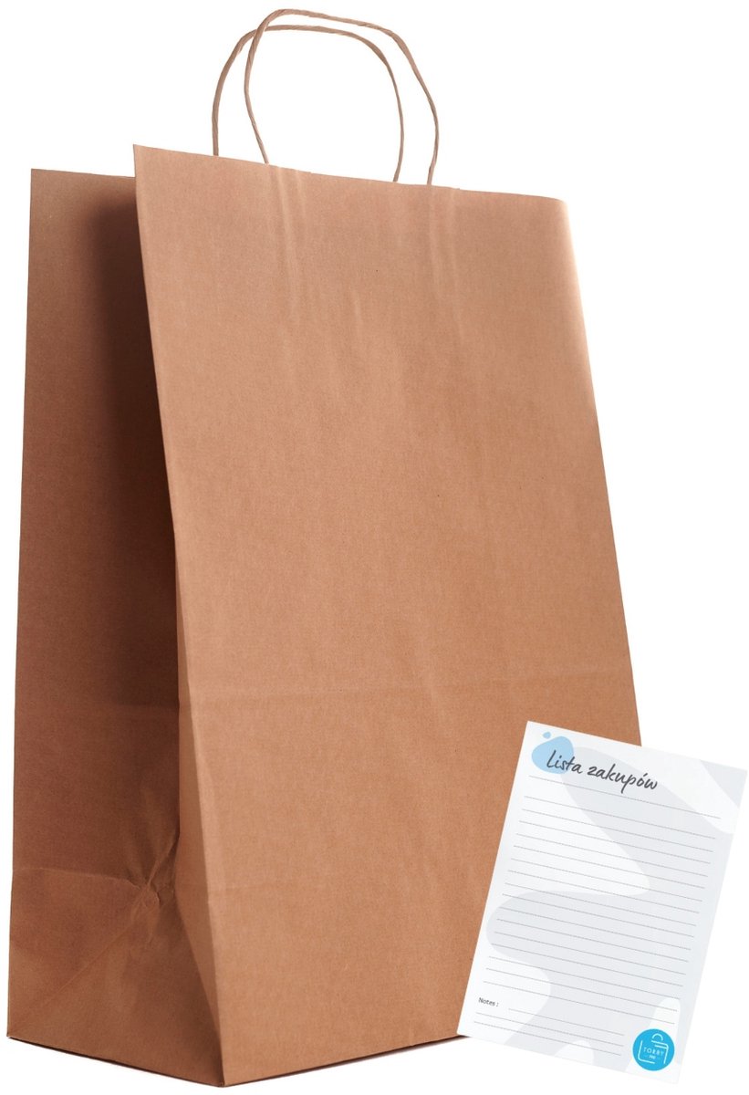 Papieren boodschappentassen bruin 30x17x42cm, 75 stuks, ECO