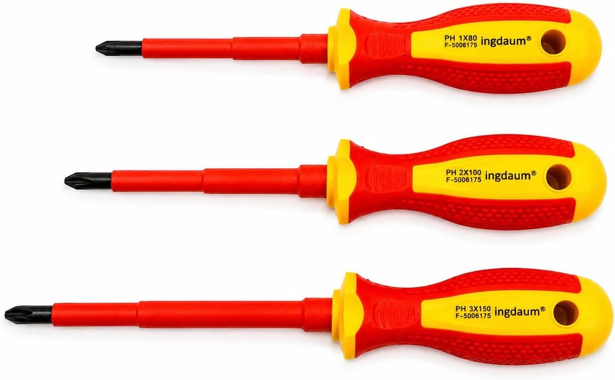 VDE Phillips screwdriver PH, 1000 V insulated, PH1, PH2 & PH3 - ShopVlot
