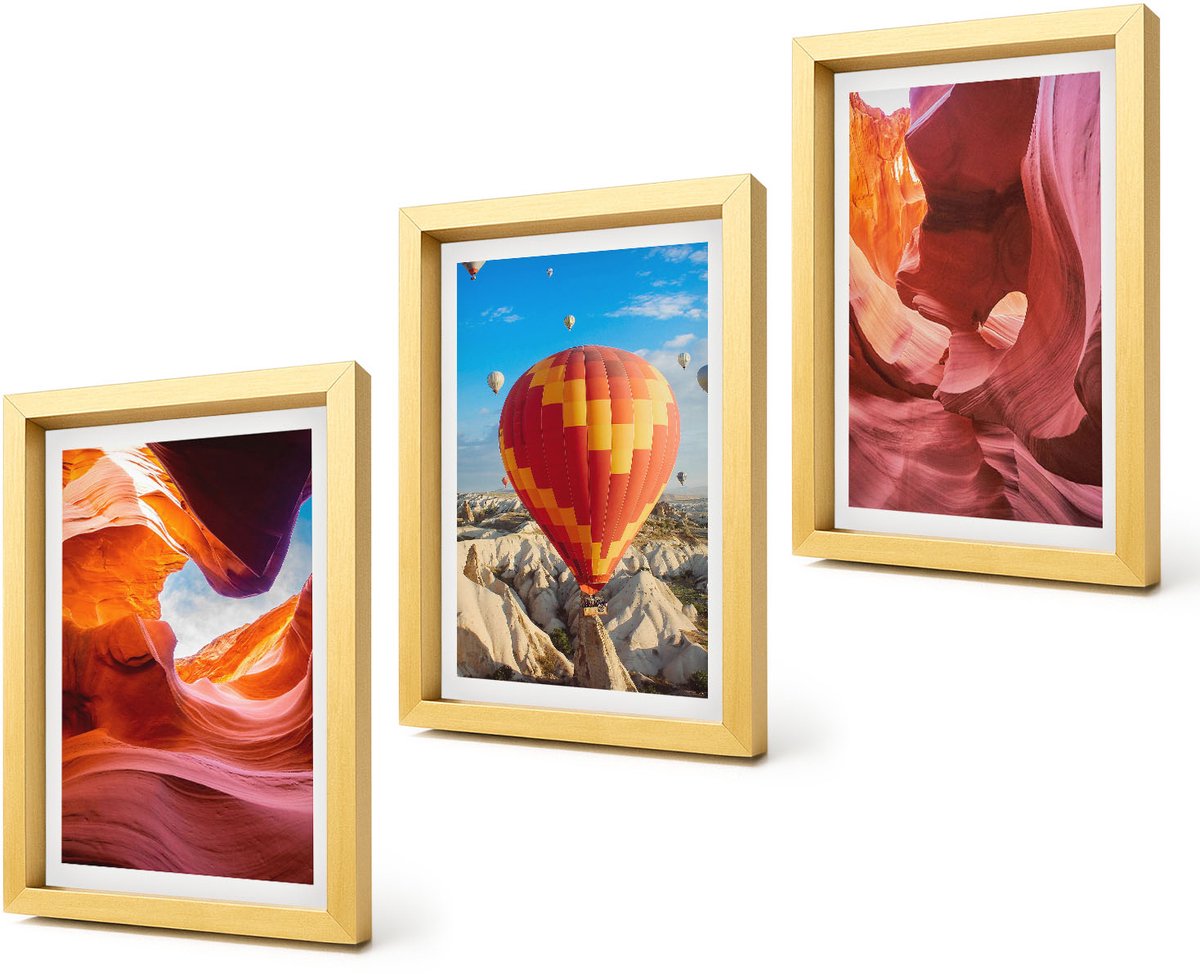 Coloray 4-Delige Schilderij Set - Woestijnklooflandschappen en ballonvaart - 20 x 30 cm - Wanddecoratie - Moderne Interieurdecoratie - Woonkamer Decoratie