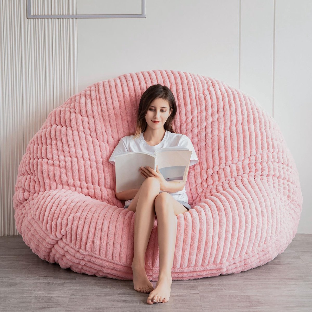 Zitzakbed 180 x 180 cm - Imitatiebont roze - Pluizige vulling - Comfortabel voor volwassenen - ShopVlot