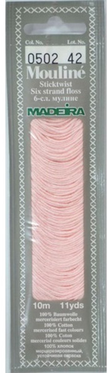 Borduurgaren Madeira Mouline 10 meter 6 draads splijtgaren - roze (502)