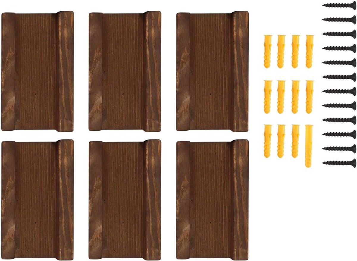 Nicear 6 stuks platenplank voor aan de muur, vinylplatenplank voor aan de muur, houten wigvormige zwevende planken - ShopVlot