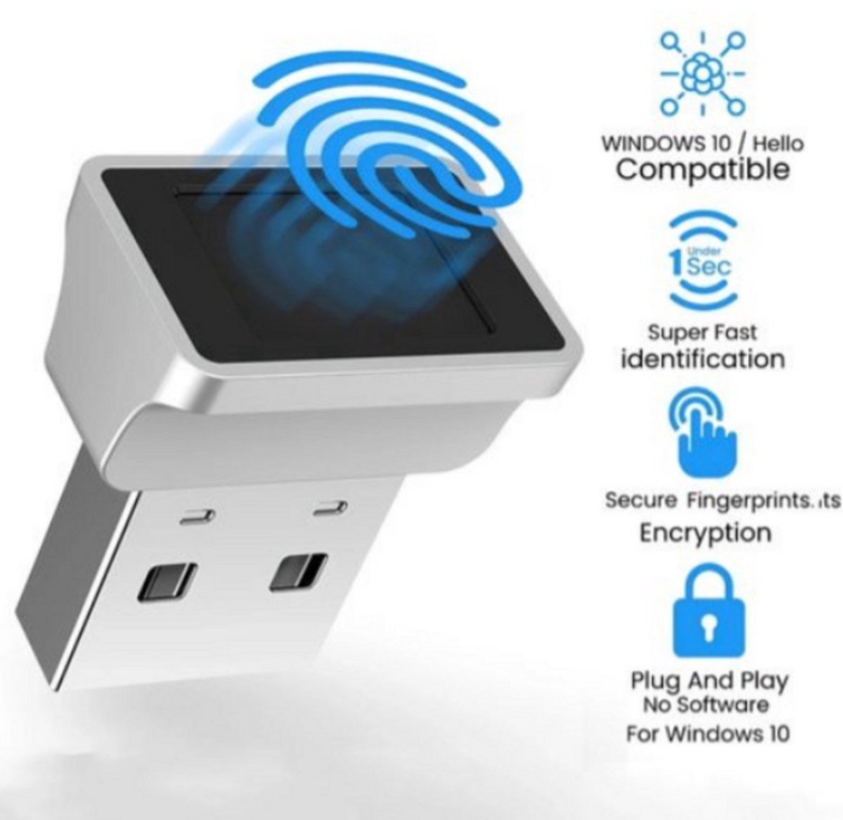 USB Vingerafdruklezer geschikt voor Windows 7/8/10/11 – Geavanceerde Biometrische Beveiliging voor Snelle en Veilige Toegang tot Laptop en PC zonder Wachtwoorden