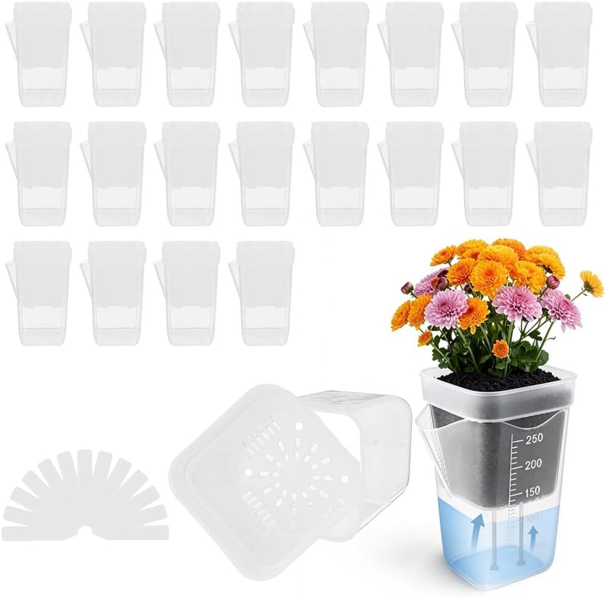 20 stuks gietpotten voor kamerplanten, doorzichtige plastic plantenbakken - ShopVlot