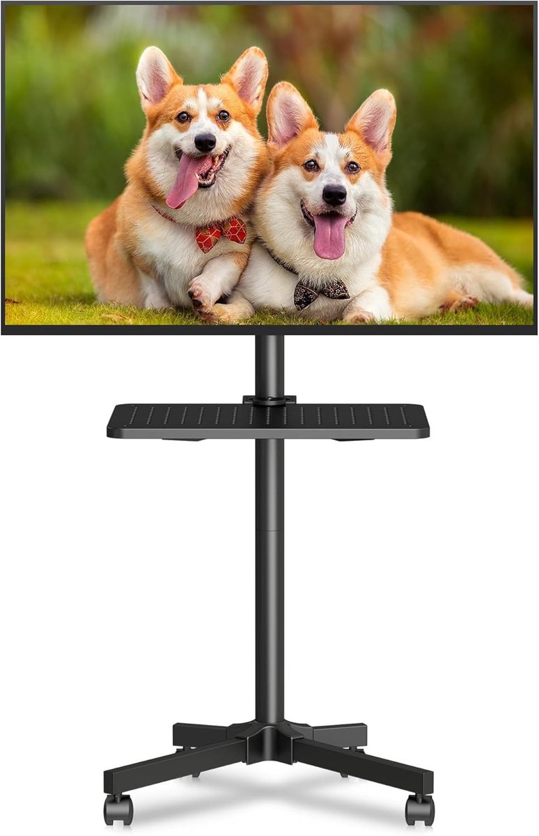 Mobiele Tv-standaard - Zwart - 21-60 Inch - Verstelbare Televisiestandaard met Wielen - Voor Thuis en Kantoor
