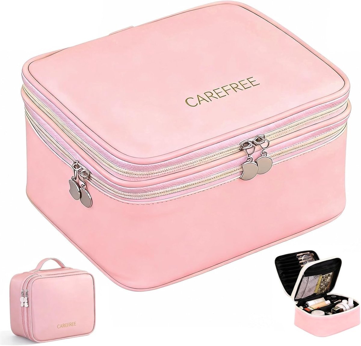 Cosmetische Tas - Roze - 23,5 x 19,5 x 13 cm - Waterdichte Make-up Organizer met Handvat - Voor Dames