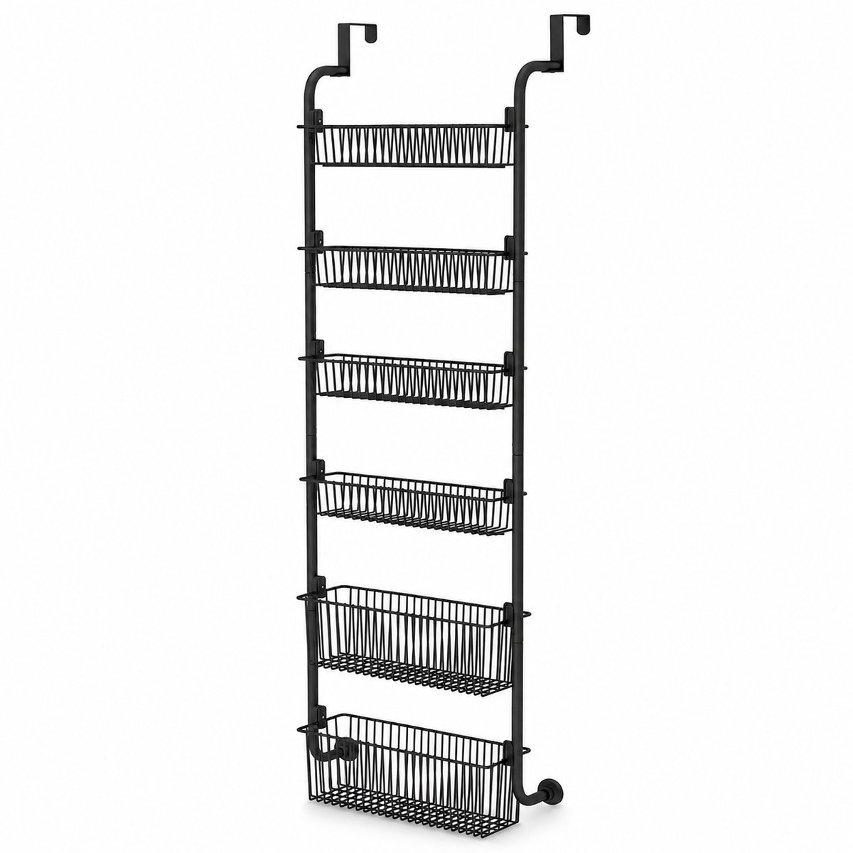 UrbanSelect Deur organizer - Hangende Opberger - 6-Laags - 4 Standaard + 2 Diepe Manden - Montage Zonder Boren - Anti-Slinger - Zwart