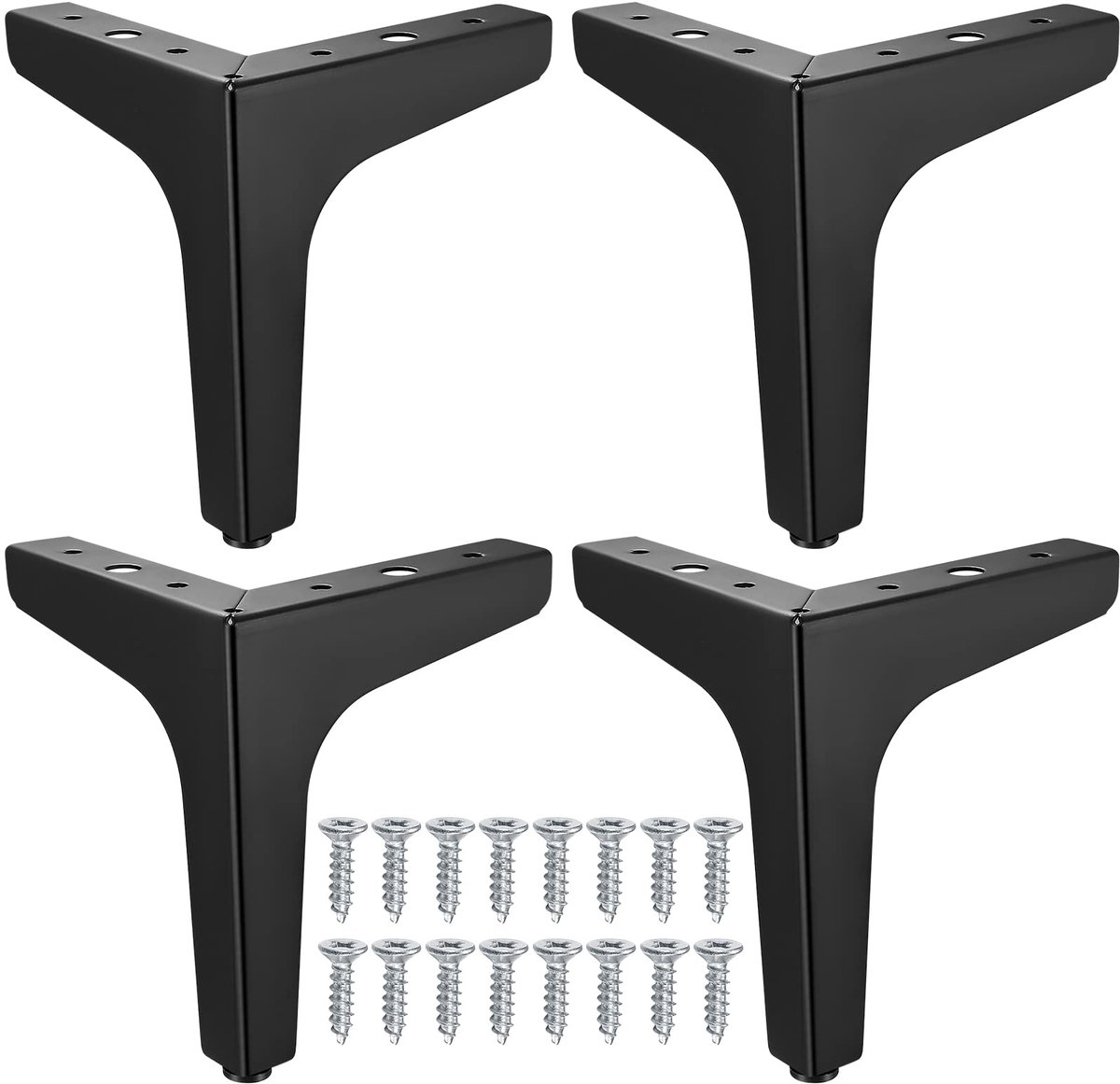 Famanu – Set van 4 vervangende meubelpoten, zwart metaal, 15 cm, driehoekige meubelpoten voor tafels, kasten en banken