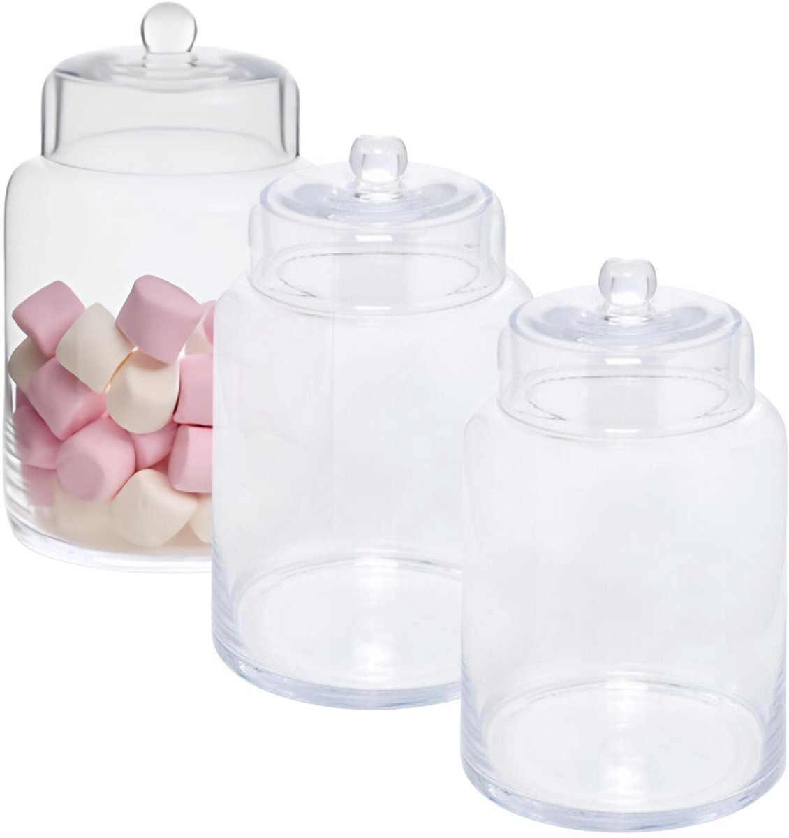 5Five luxe voorraadpot Candymaster - 3x - snoeppot - glas - met deksel - 2.2 liter - voorraadpot - bewaarpot - 14 x 23 cm