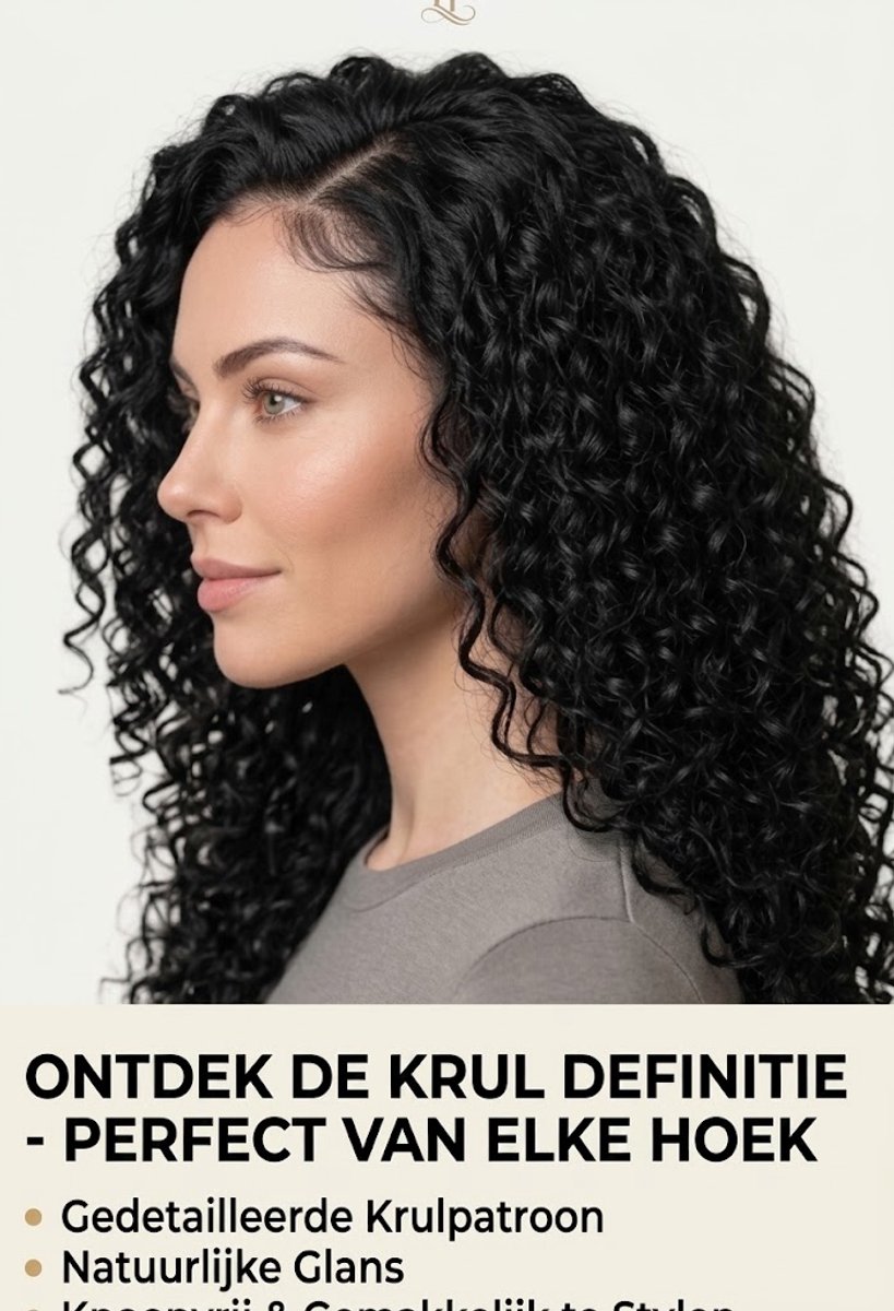 Nifkos - Luxe Zwarte Pruik Krullen - Wig - Pruiken Dames Lang Haar - Haarstuk - Krul Haar - Zwart - 65 cm