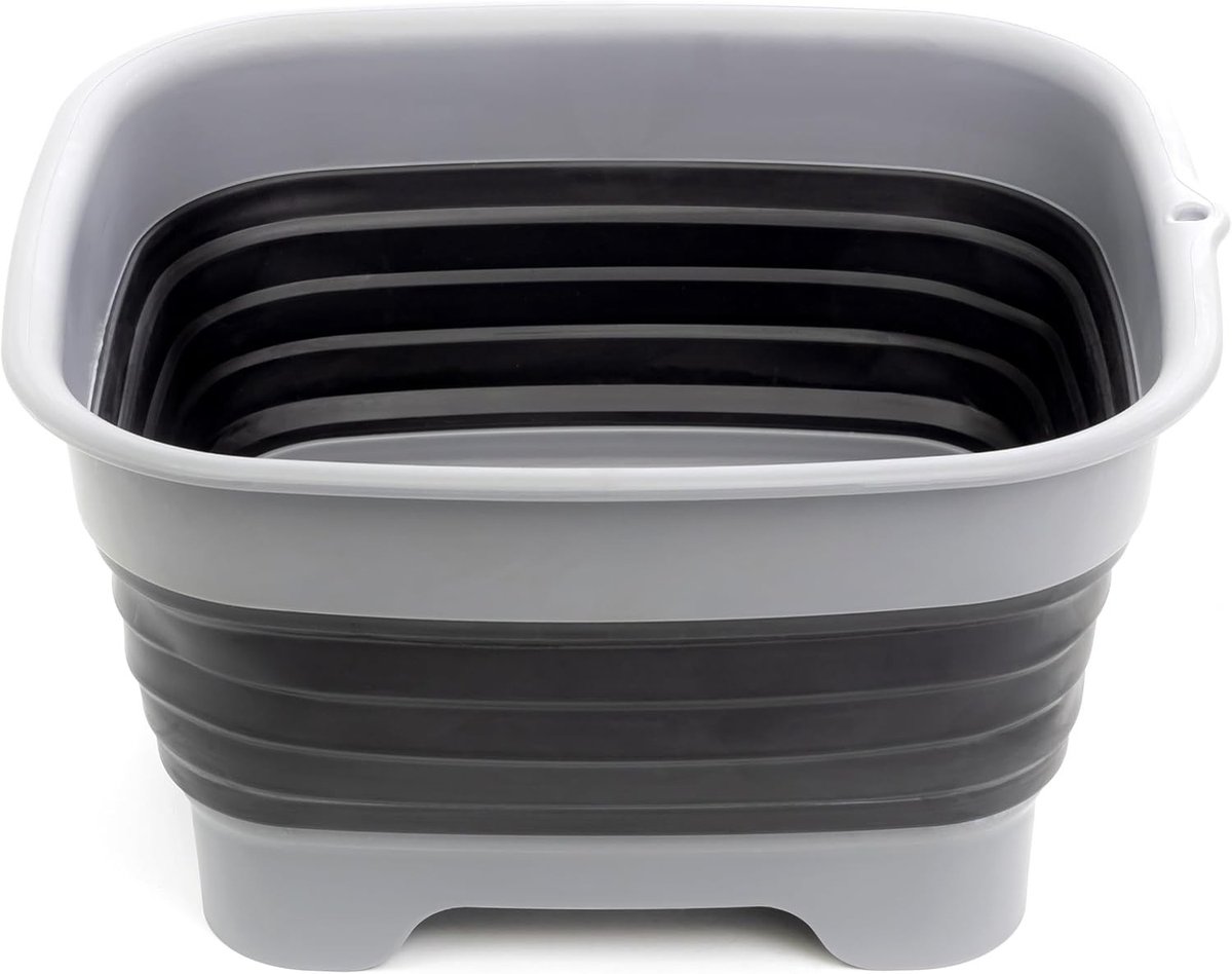 Wasteil opvouwbaar - Transparant - 33,7 x 30 x 18,5 cm - Inklapbare draagbare spoelbak met afvoersluiting - Voor binnen en buiten gebruik