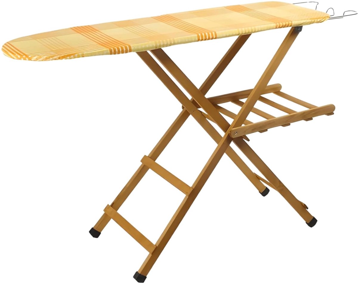 Famanu – Verstelbare en opvouwbare strijkplank van 100% beukenhout, afmetingen 35 x 141,5 x 92 cm, lichtgewicht en duurzaam