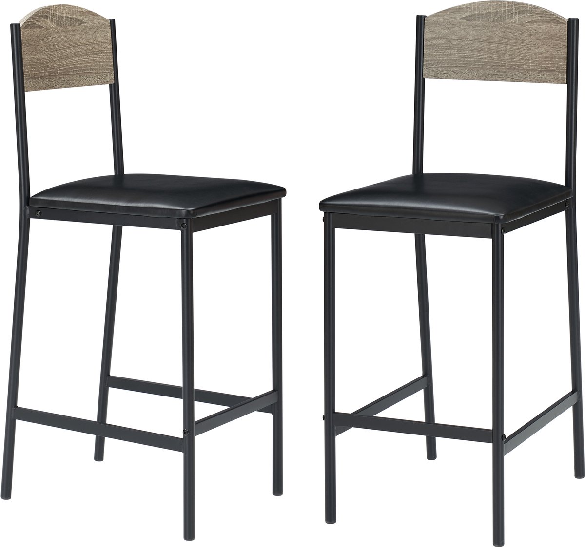 Set van 2 barkrukken, 100cm bartafelhoogte barkrukken met brede comfortabele zitting, moderne vierkante beklede barkruk met rugleuning en voetsteun voor keukeneiland, barblad en eetkamer