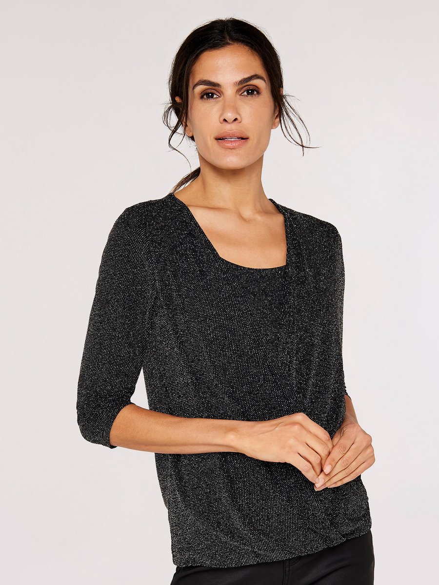 Metallic Sparkle Wrap Top