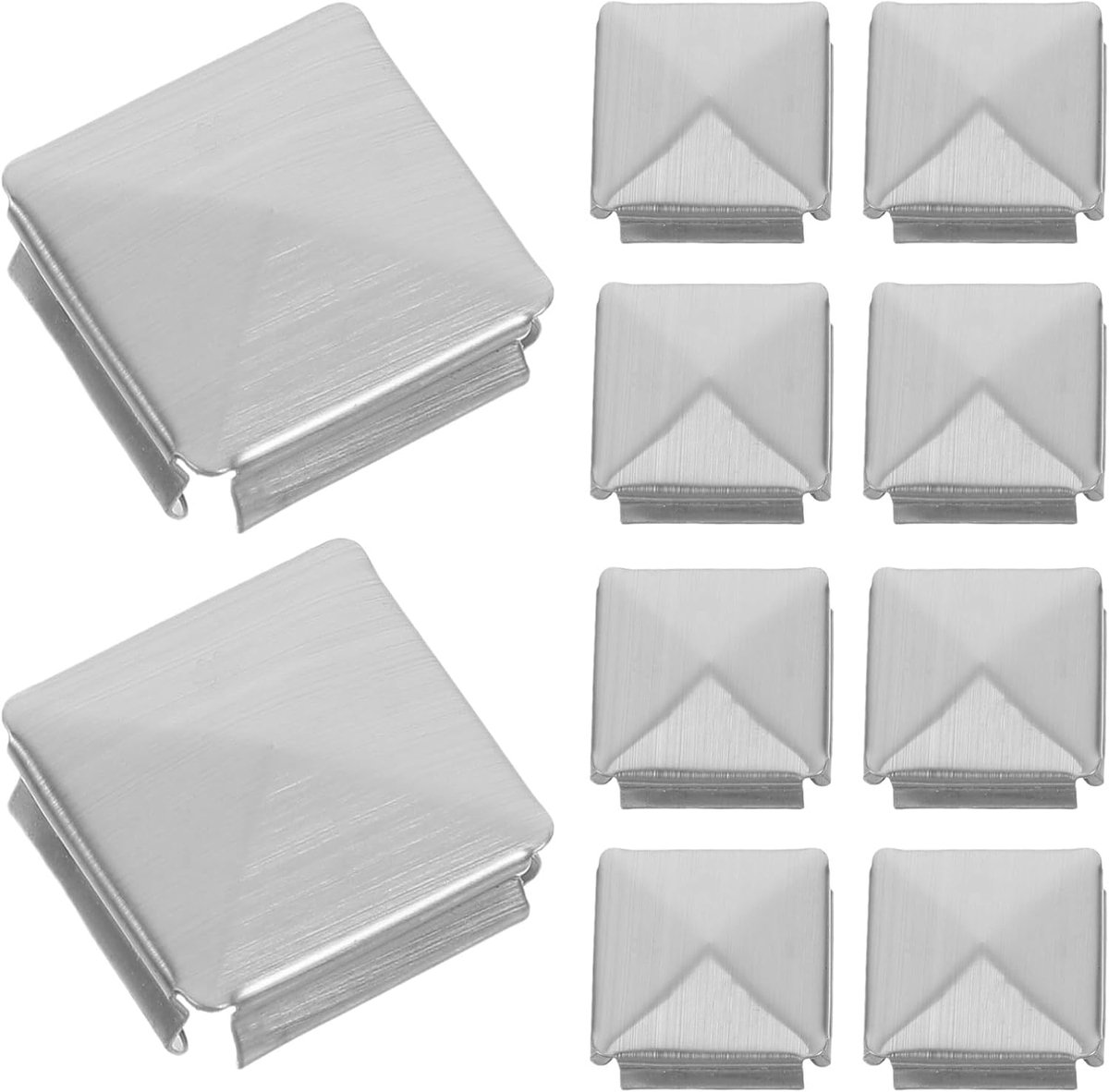 Roestvrij stalen vierkante buizenddoppen, 10 stuks, 20 x 20 mm, met snelsluiting, vuilafstotend en roestvrij, voor - ShopVlot