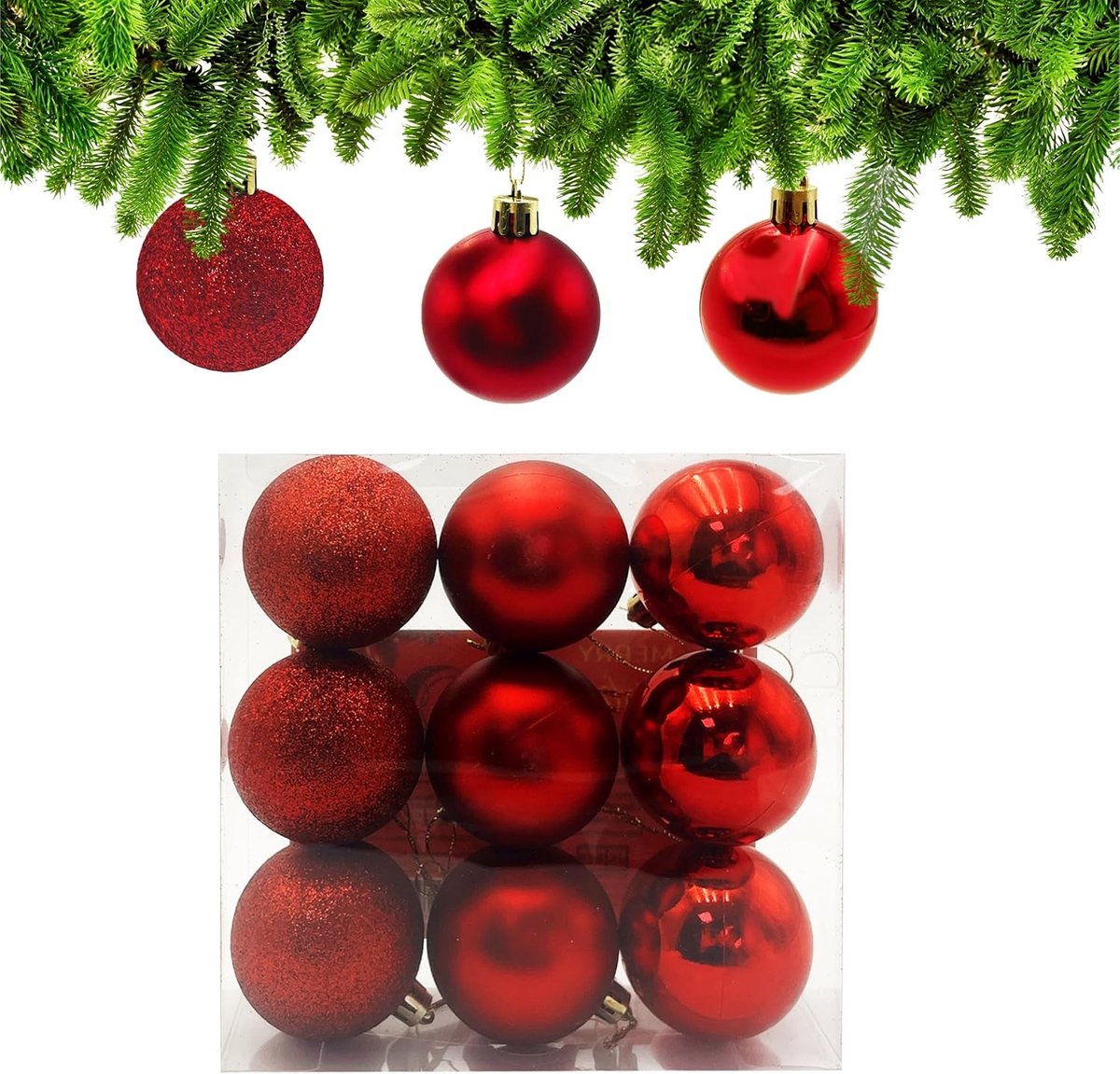 Kerstballen - Rood - Ø 6 cm - Kunststof Versieringen - Voor Kerstfeest