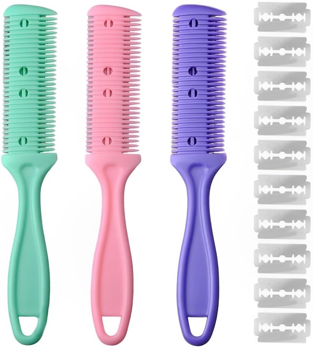 WeddHuis 3pcs Hair Cutting Comb Effily Blades Comb for Thinning Hair Cutting Tools Double-Sided Hair Cutting Trimmer - ShopVlot
