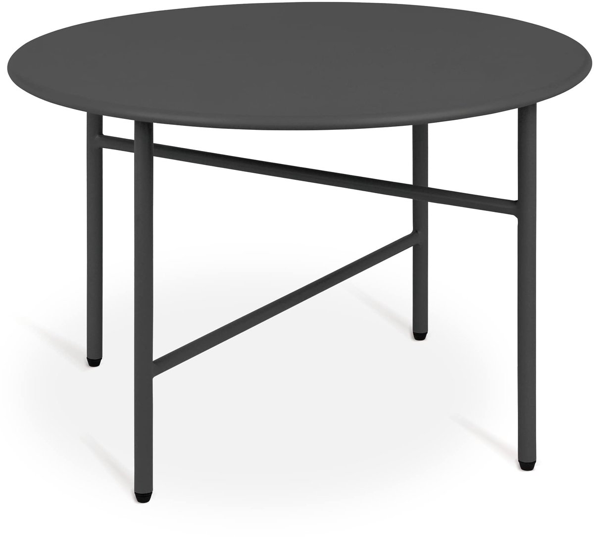 Famanu Ronde bijzettafel van metaal met krasbestendig tafelblad, multifunctionele salontafel voor binnen en buiten Zwart