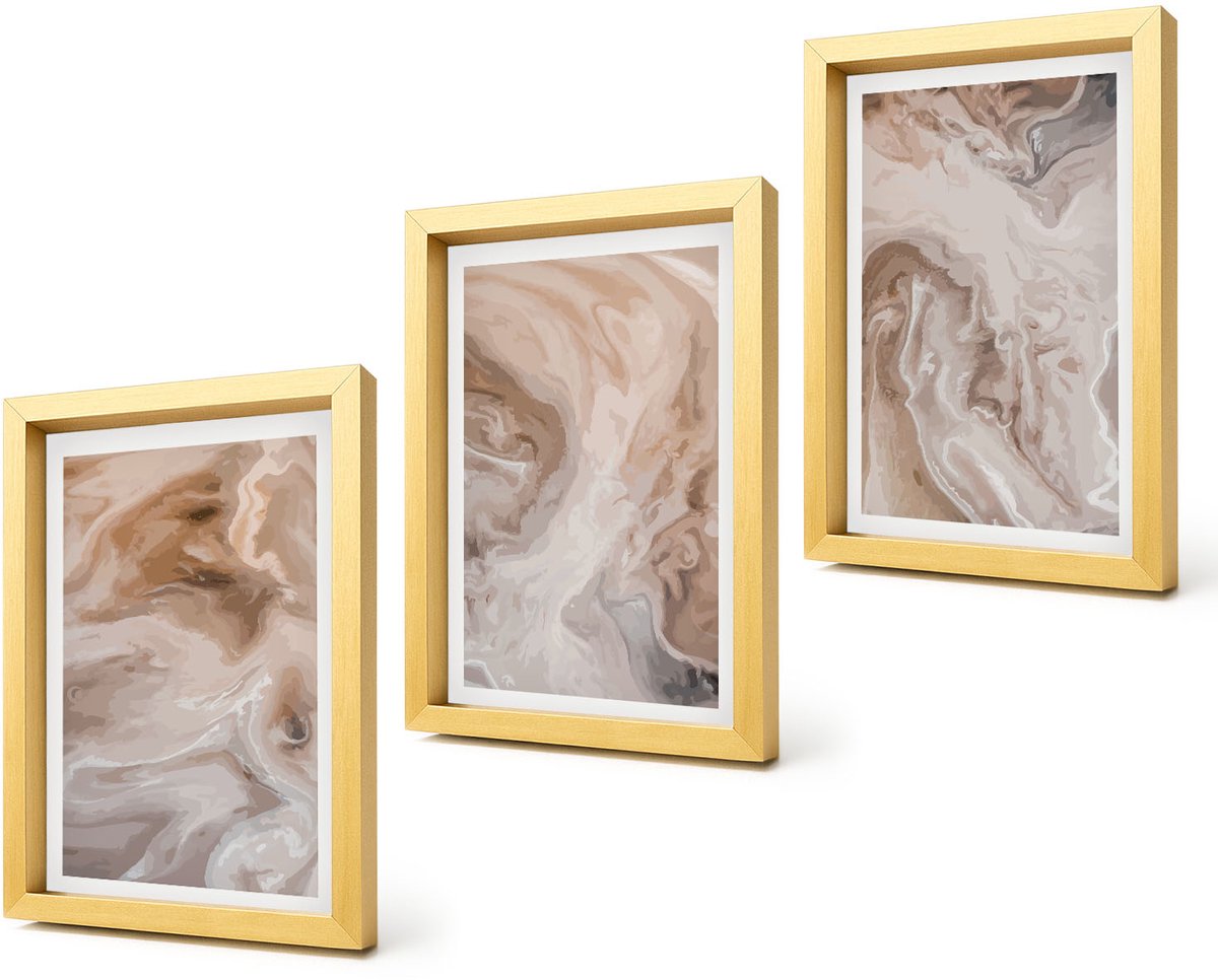 Coloray 4-Delige Schilderij Set - Abstracte marmerpatronen, steentexturen - 20 x 30 cm - Muurdecoratie - Wanddecoratie - Slaapkamer