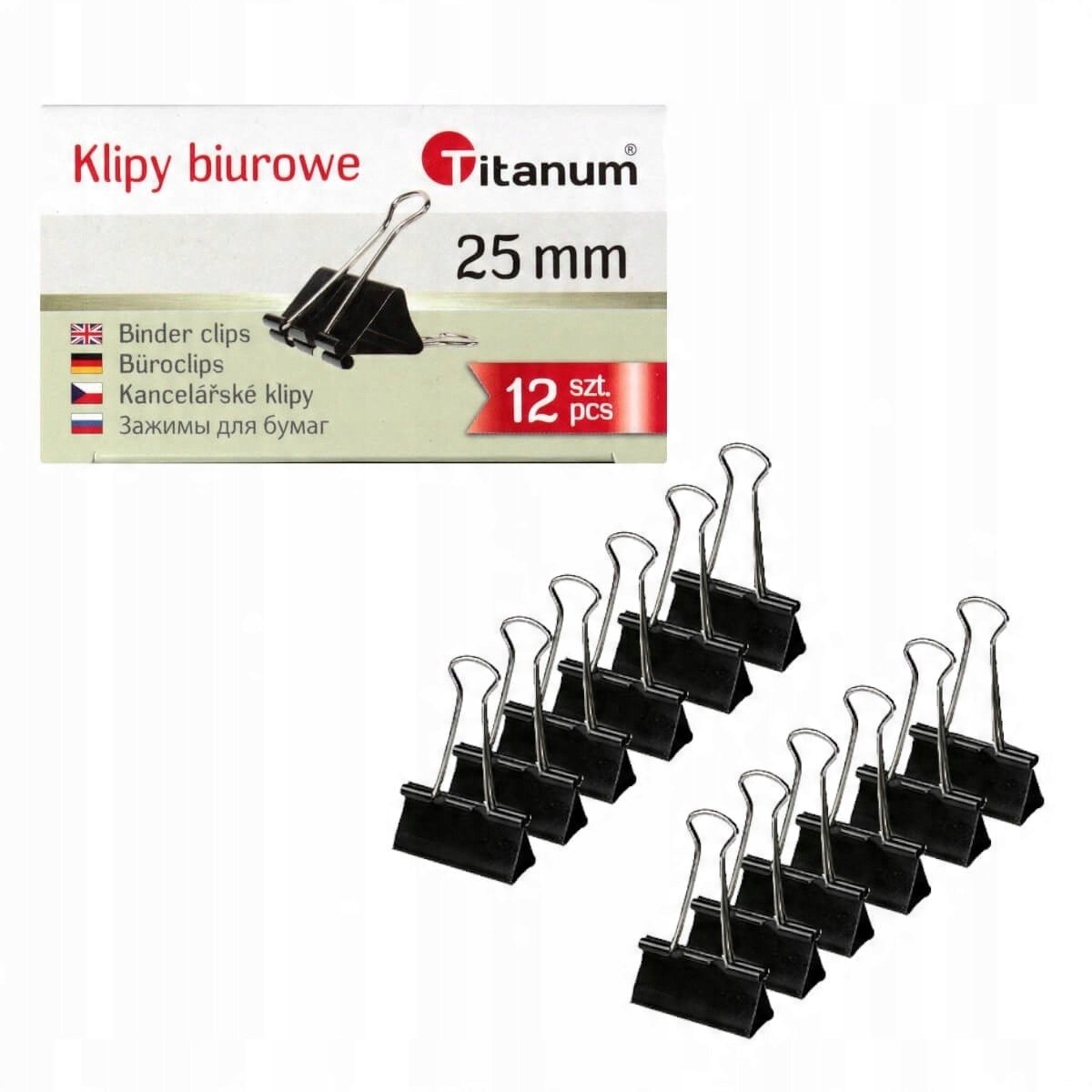 Zwarte metalen paperclips, 25 mm, 12 stuks