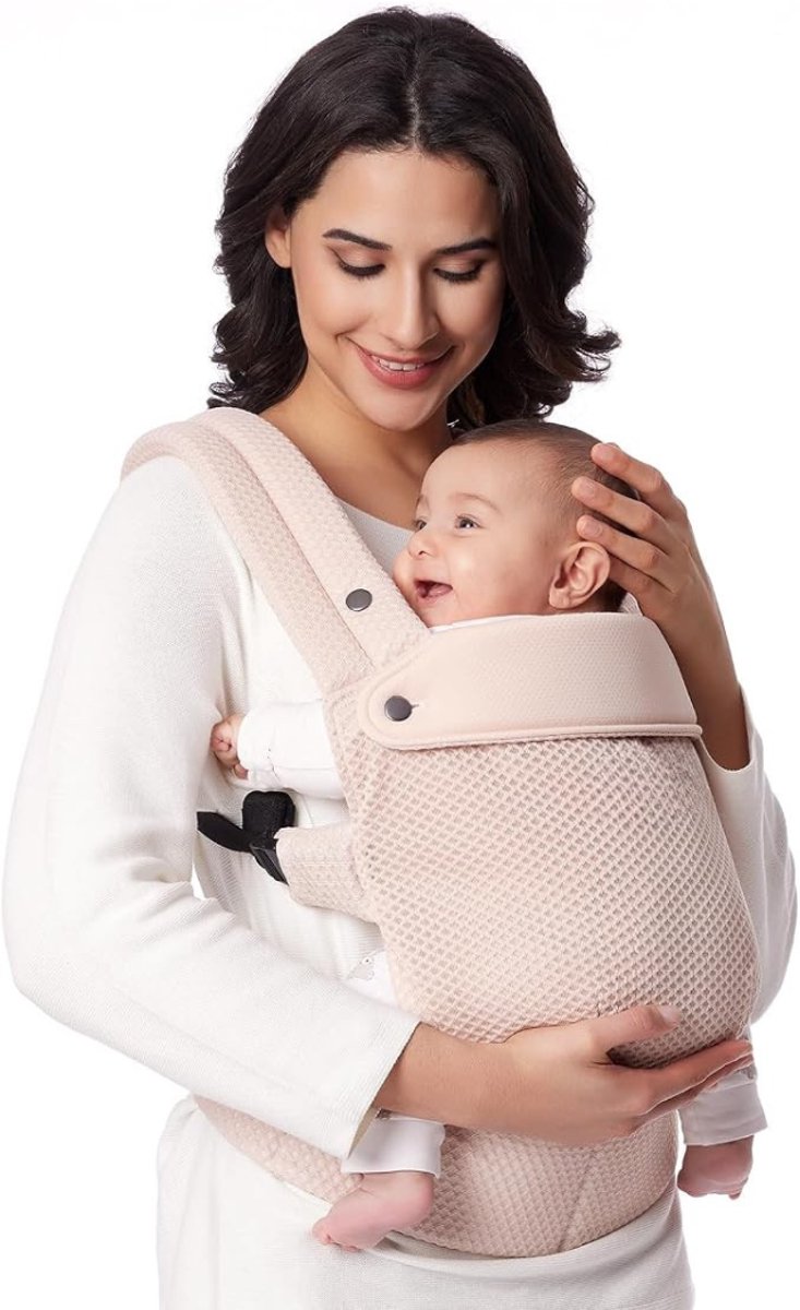 Verte Ergonomische Draagzak - Air Mesh-Draagzak – Lichtgewicht en Ademende Draagzak van Mesh – Ergonomische Draagzak met X-Vormig Rugontwerp – Verbeterde Ondersteuning van de Onderrug voor Comfort het Hele Jaar Door – Roze
