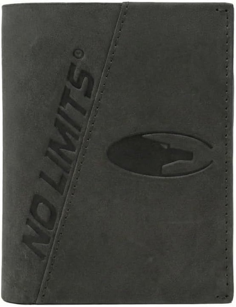 No Limits Men's Vertical Genuine Leather Vintage Style Wallet with Coin Compartment with Box, grey anthracite, Modern - ShopVlot