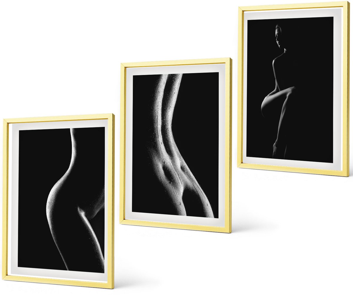 Coloray 3-Delige Schilderij Set - Vintage Bloemen, Schedel En Mona Lisa-Portret Van Leonardo Da Vinci - 40 x 40 cm En 40 x 60 cm - Wanddecoratie - Schilderijen Set - Interieur - Muurdecoratie