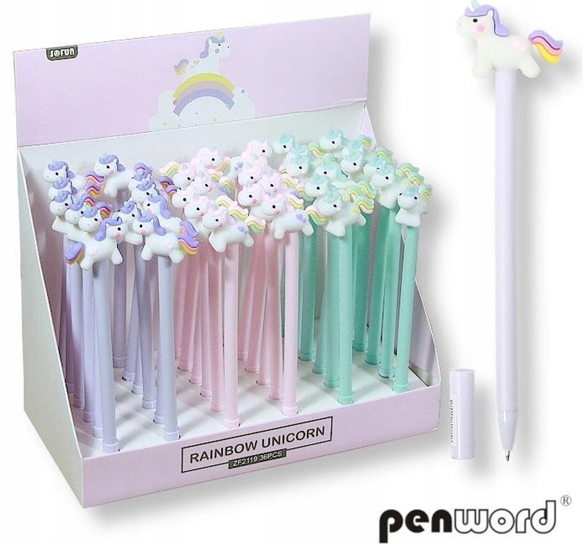 Set van 36 Unicorn Regenboog Pennen - Merkloos